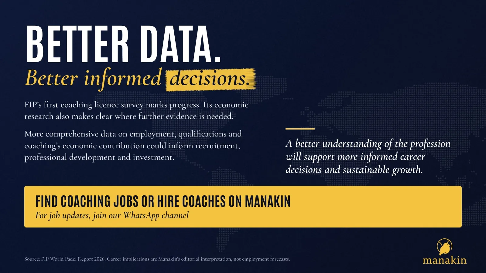 The need for better data on padel coaching employment, qualifications, and economic contribution to support career decisions and industry growth.
